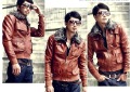 Slim Style Leather Material Fur Collar Men's Jacket