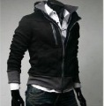 Plus Material Double Zipper Sweater Korean Fashion Style Men's Long Sleeve Jacket