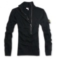 Super Material Italy Men's Zipper Neck Long Sleeve Cardigan Black Sweaters