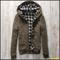 South Korean Men's New Even Cap of Grid Thick 100% Cotton Sweater