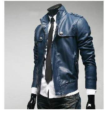 Men's with Tall Collar Waterproof Windproof New Casual Leather Jacket