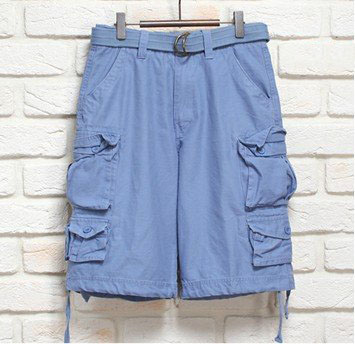 Unique Blue Multi-Pocket Casual Beach Style Men's Shorts