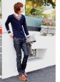 Fashion Men's Washed Embroidered Casual Pure Cotton Jeans
