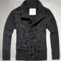 New Design for Fall and Winter Men's Cardigan Heavy Gray Black Button Wool Sweater