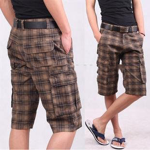 Check Pattern Dark Color Casual Style Men's Shorts