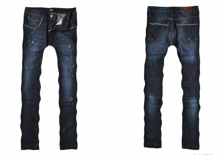 Men's Straight Five Pockets Washed Blue Jeans
