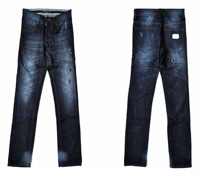 Men's British Fashion Bottom Width Canister Pure Cotton Jeans