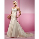 V-neck Strapless Floor-length Taffeta Beading Backless Ivory Wedding Dress