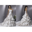 Floor-length Straps Lace Satin Cascading Ruffle Ivory Wedding Dress