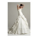 Taffeta Lace Up Back Strapless Ruched Bodice with Asymmetrical Pick Up Wedding Dresses