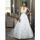 Chapel Train Embroidery Backless Beach Wedding Dresses