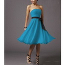 Blue With Black Ribbons Chiffon & Halter Court Train Wedding Dresses