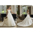 White Floor-length Satin & Lace Cathedral Train Wedding Dresses