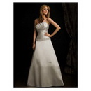 Satin-back Taffeta Strapless Ball Gown with Crystal Encrusted Belt Chapel Train Wedding Dress