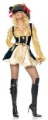 Black & Gold Lace & Polyester Long Sleeve Catsuits