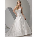 Zipper Up Beaded Floor Length Beach Wedding Dresses
