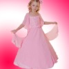Taffeta Side-Draped Tiered Lace-up Pink Flower Girl Wedding Dresses