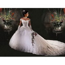 Floor-Length Sleeveless Satin Lace Zipper Back Cathedral Train Wedding Dresses