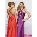 A-line Floor-length Elastic Silk-like Satin Backless Court Train Wedding Dresses