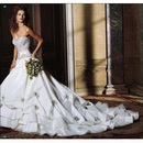 Strapless Jewel Floor-length Voile Embroider Lace Satin Wedding Dress