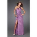 Purple One Shoulder Halter & Satin Ankle-Length Wedding Dresses