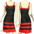 Homecoming Black and Red Multi Layer Satin Cocktail Prom Party Clubwear