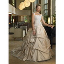 Ruched Watteau Train Floor Length Beach Wedding Dresses