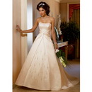 A-Line Lace-Up Satin Material Beach Wedding Dresses