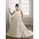 Sexy V-neck Spaghetti Straps Satin Lace-up Ivory Wedding Dress