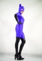 Purple & Black Polyester & Lycra Full Body Catsuits