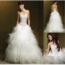 Satin & Tulle White Sleeveless Asymmetrical Wedding Dresses