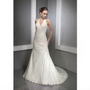 V-Neck White Floor-Length Sexy Sheath Halter Wedding Bridal Dresses