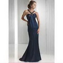 Black Floor-Length Chiffon Empire Waist Beaded Halter Wedding Dress