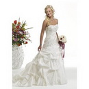 Floor-length Elegant & Luxurious Taffeta Strapless A-LINE Chapel Train Wedding Dress