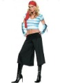 Blue Stripes With Black Pant Cotton & Polyester Catsuits