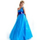 Elegant Bule One Shoulder Floor-Length Generous Wedding Evening Dress