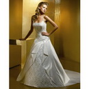 Spaghetti Straps Split Front Matte Satin Breathable Court Train Wedding Dresses