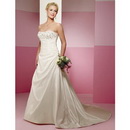 Church Asymmetrical Chic & Modern Satin Lace-up Strapless A-LINE Chapel Train Wedding Dress