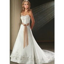 Church Asymmetrical Strapless Chic & Modern Satin Sleeveless Lace-up Ivory Wedding Dress