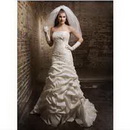 Silk Satin Chiffon Strapless White Ankle-Length Wedding Dresses