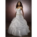 Sweetheart Spaghetti Straps with Pick Up Floor Length Ball Gown Organza Quinceanera Wedding Dress