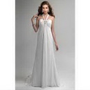 Floor-Length V-Neck Bandage Knitting Silk Women's Wedding Dress
