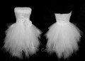 New Knee Length Boutique White Strapless Sleeveless Satin Party Clubwear