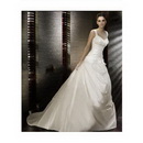 Church Asymmetrical Halter Elegant & Luxurious Taffeta Sleeveless Wedding Dress