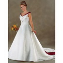 A-line V-Neck Straps Backless Stain Embroidery Cathedral Train Wedding Dresses