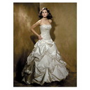 Shiny Satin Strapless Ball Gown Chapel Length Train Wedding Dresses