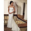 A-line Brush Zipper Back Strapless Sleeveless Bridal Cathedral Train Wedding Dresses