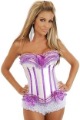 White & Purple With Vertical Stripes Cotton & Polyester Catsuits
