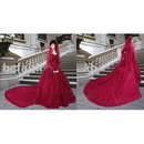 Embroidered Design Lace- up Back Floor-Length Gorgeous Cathedral Train Bridal Wedding Dresses