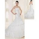 Strapless Sleeveless Pleats Taffeta Elegant & Luxurious Court Train Wedding Dress